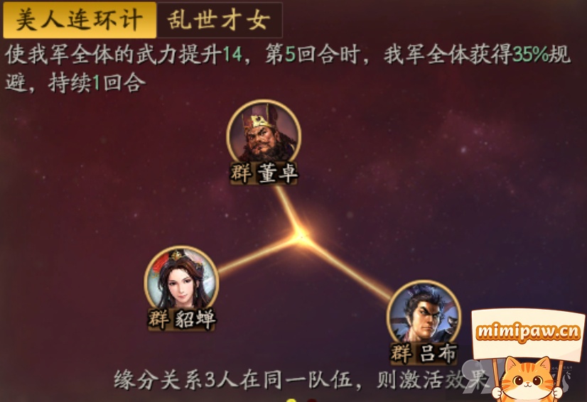 貂蝉闭月战法控制目标选择示意图