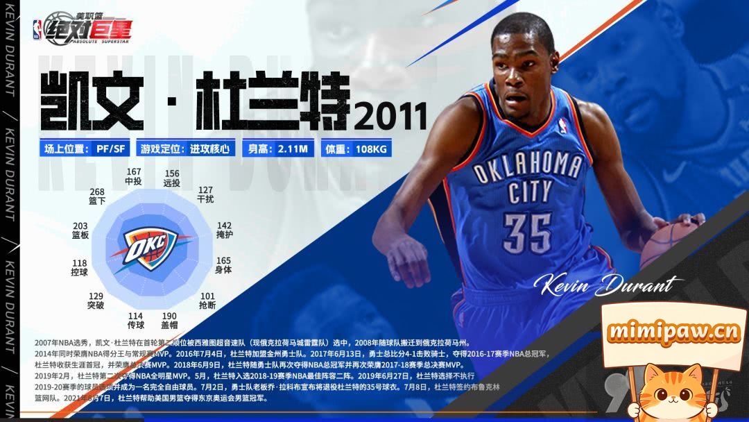 美职篮绝对巨星杜兰特技能解析
